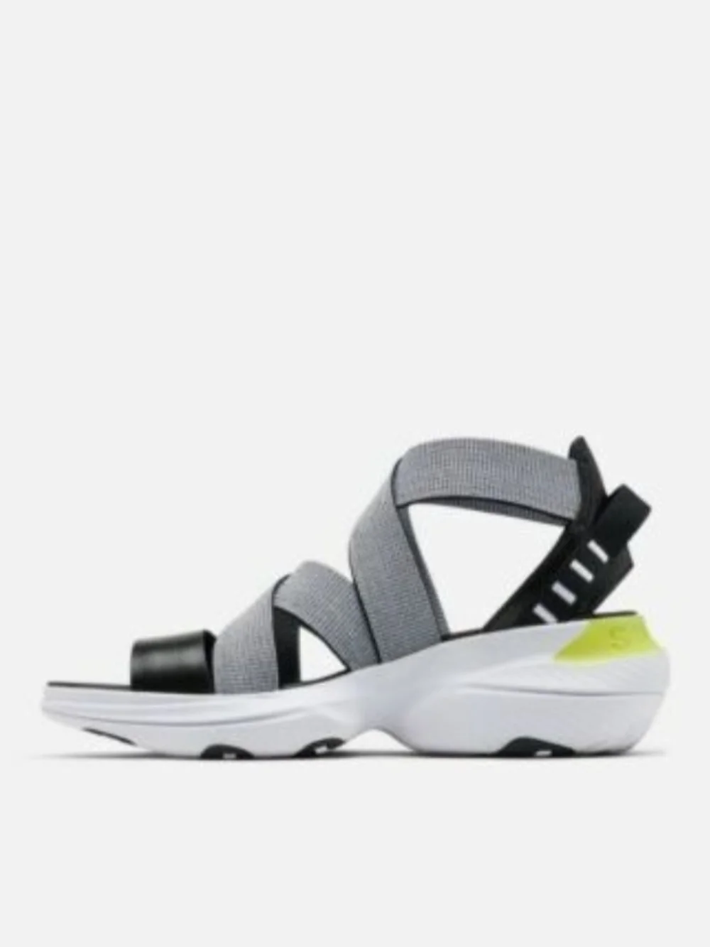 Sorel (Size 8.5) Gray & Black Crisscross Strap Platform Open Toe Sneaker Sandals